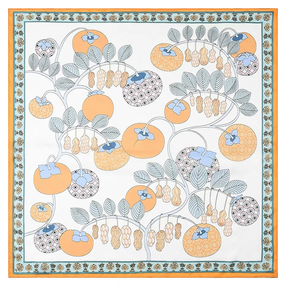 100% Pure Mulberry Silk Women Square Scarf Prints Headband Neckerchief Luxury Female Hair Ornament Female Bandana Scarves 53CM