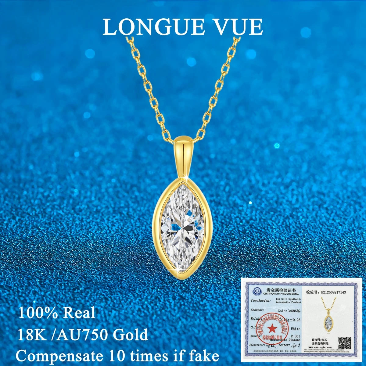 AU585 Gold 14K Marquise Cut Moissanite Pendant Necklace Woman Leaf Shape Clavicle Chain Water Drop Diamond Necklaces