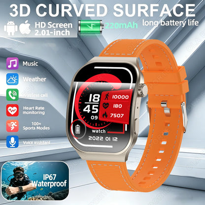 New Curved Screen Women's Smart Watch 2.01'' AMOLED HD Touch Screen Bluetooth5.3 Voice Call Men's Fitness Smart Watch Woman Hw12