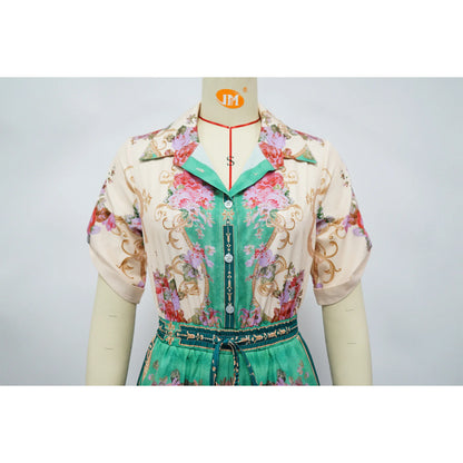 Jumpsuits Women Print One Piece Short Sleeve Overalls Wide Leg Long Pants High Waist Rompers Y2k Streetwear Beach V Neck 2025