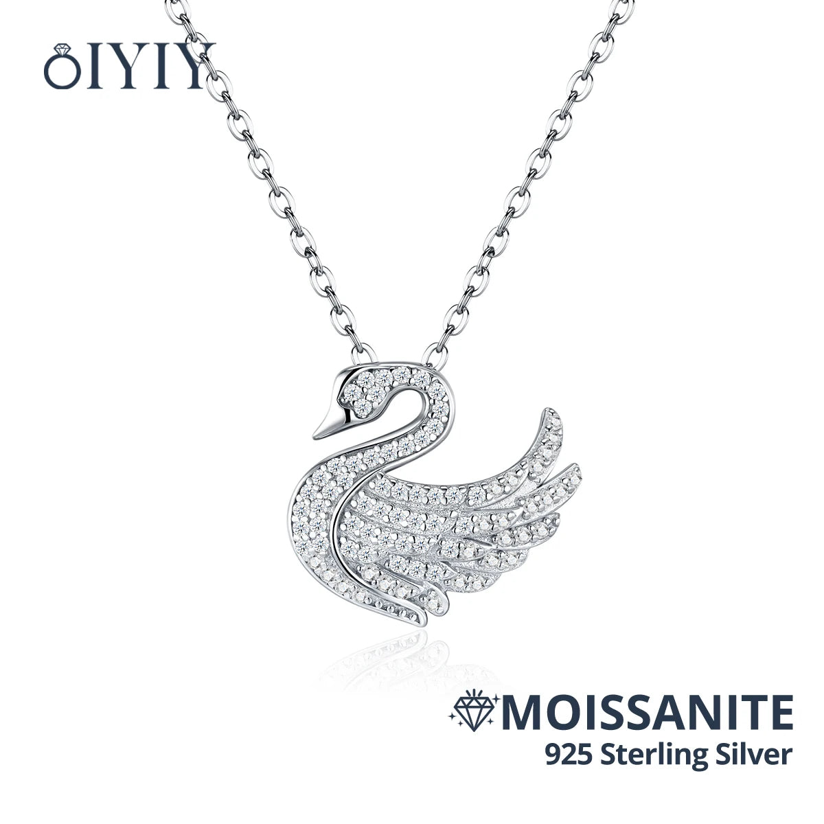 OIYIY Moissanite Necklace for Women 925 Sterling Silver D VVS1 GRA Certified Lab Grown Diamond Swan Pendant Luxury Jewelry Gift