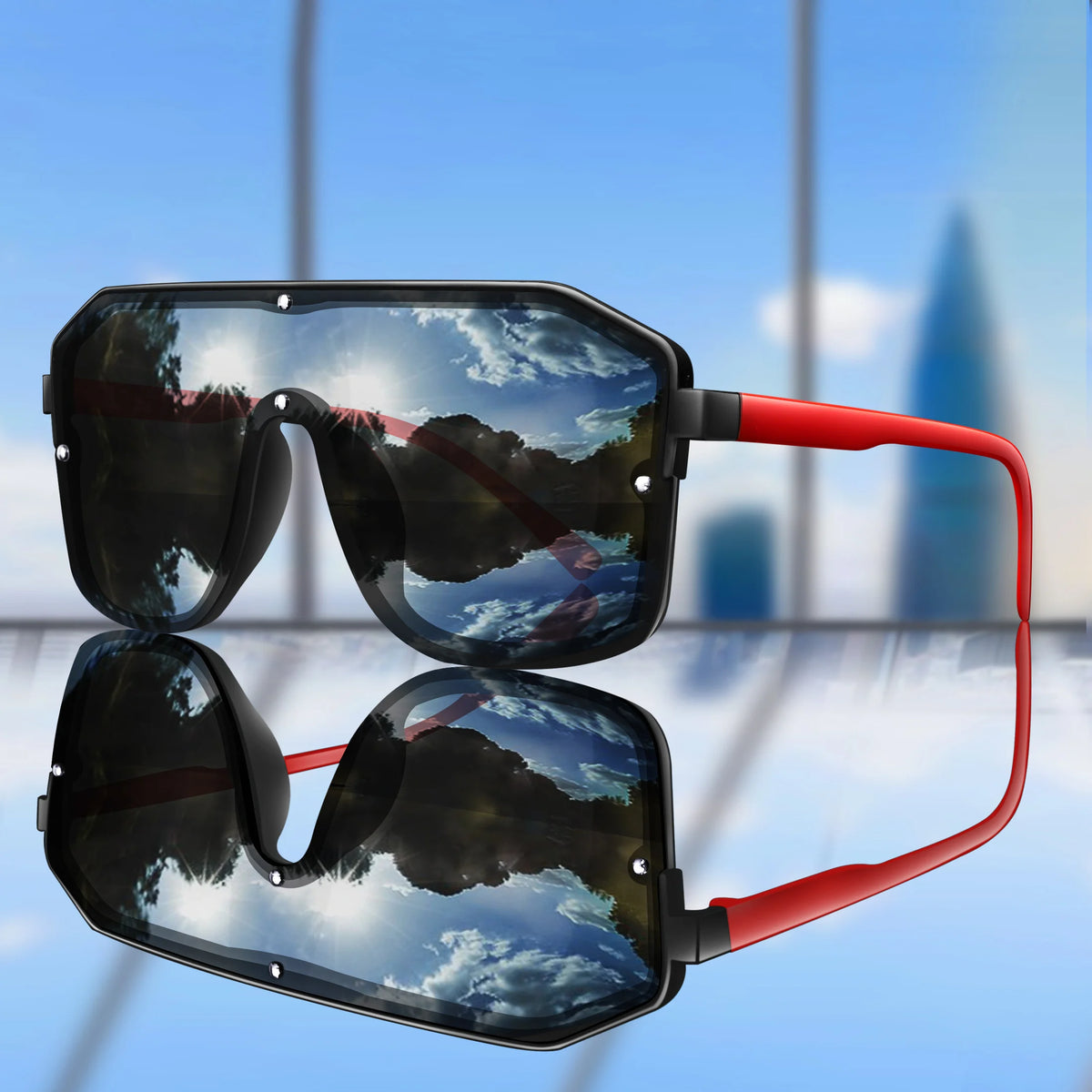Rivet Lens Fishing Sunglasses for Men and Women Fashion Casual Oversize Goggles with UV Protection for Hiking Golf, Beach