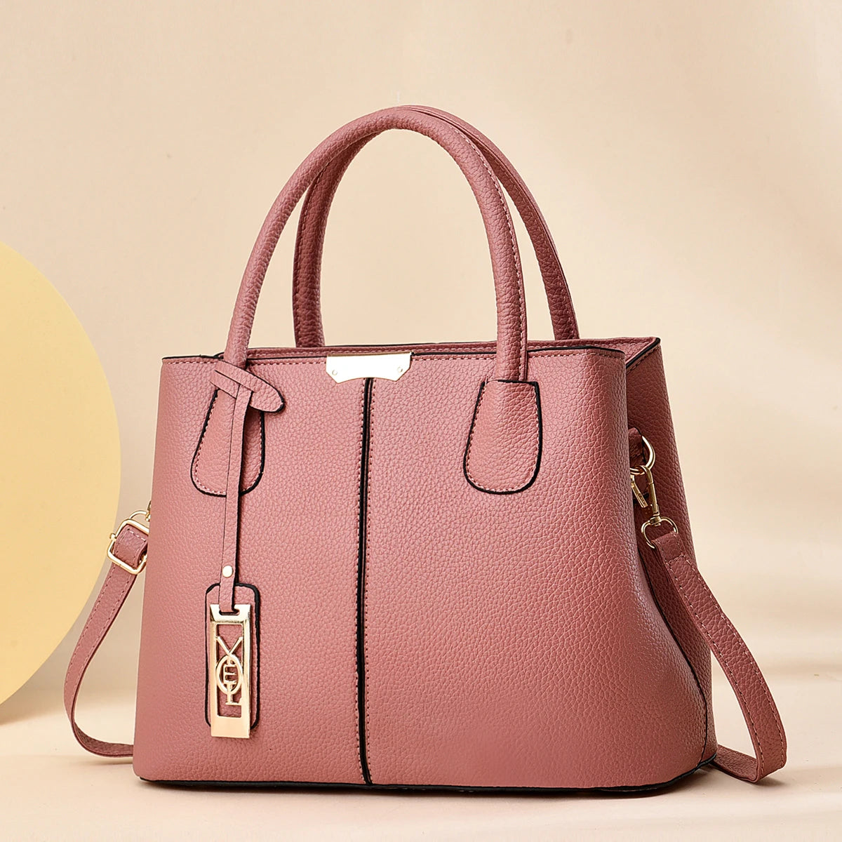 Fashion Faux Leather Tote Bag, Elegant Textured Large Capacity Shoulder Hand Bag For Ladies