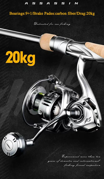 Spinning Fishing Reel 2000/3000/4000/5000/6000 High Drags Saltwater Stainless Metal Coils Series Left/Right Hand Spinning Wheel