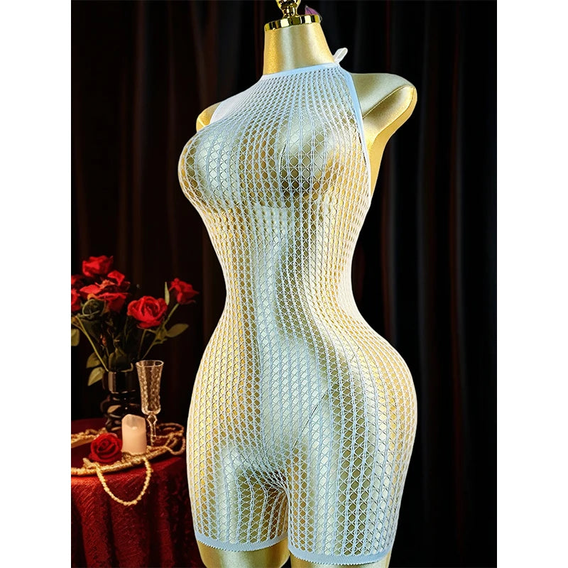 1PC Sexy Women Fishnet Cover Up Without Bikini Hollow Out Bodycon Dress  See Through Beachwear Summer Women's Swimwear BD0419