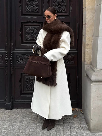 Elegant Solid Women's Tassels Faux Fur Scarf Thicken Tassels Patchwork Long Scarves Female 2026 Spring New Chic Scarf Lady