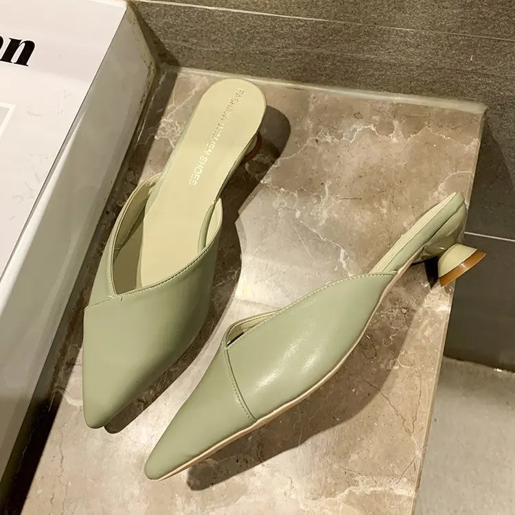 Elegant Pointed Slippers Women Low Heels New Summer Shoes Fashion Luxury Candy Colors Slides Sandals Female Party Footwears