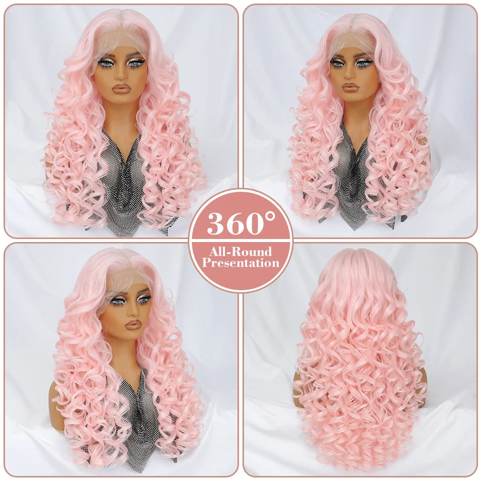 Latisha 13X6 HD 13X5X1 Synthetic Lace Front Wigs Curly Pre Plucked Lace Frontal Wig with Bangs for Women Highlight with Babyhair