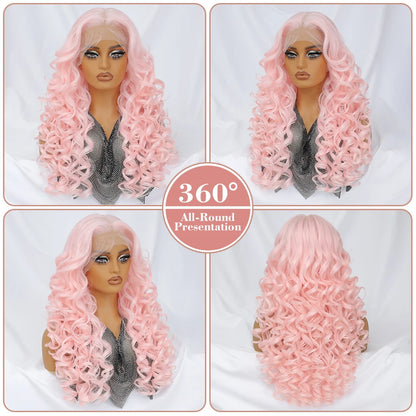 Latisha 13X6 HD 13X5X1 Synthetic Lace Front Wigs Curly Pre Plucked Lace Frontal Wig with Bangs for Women Highlight with Babyhair