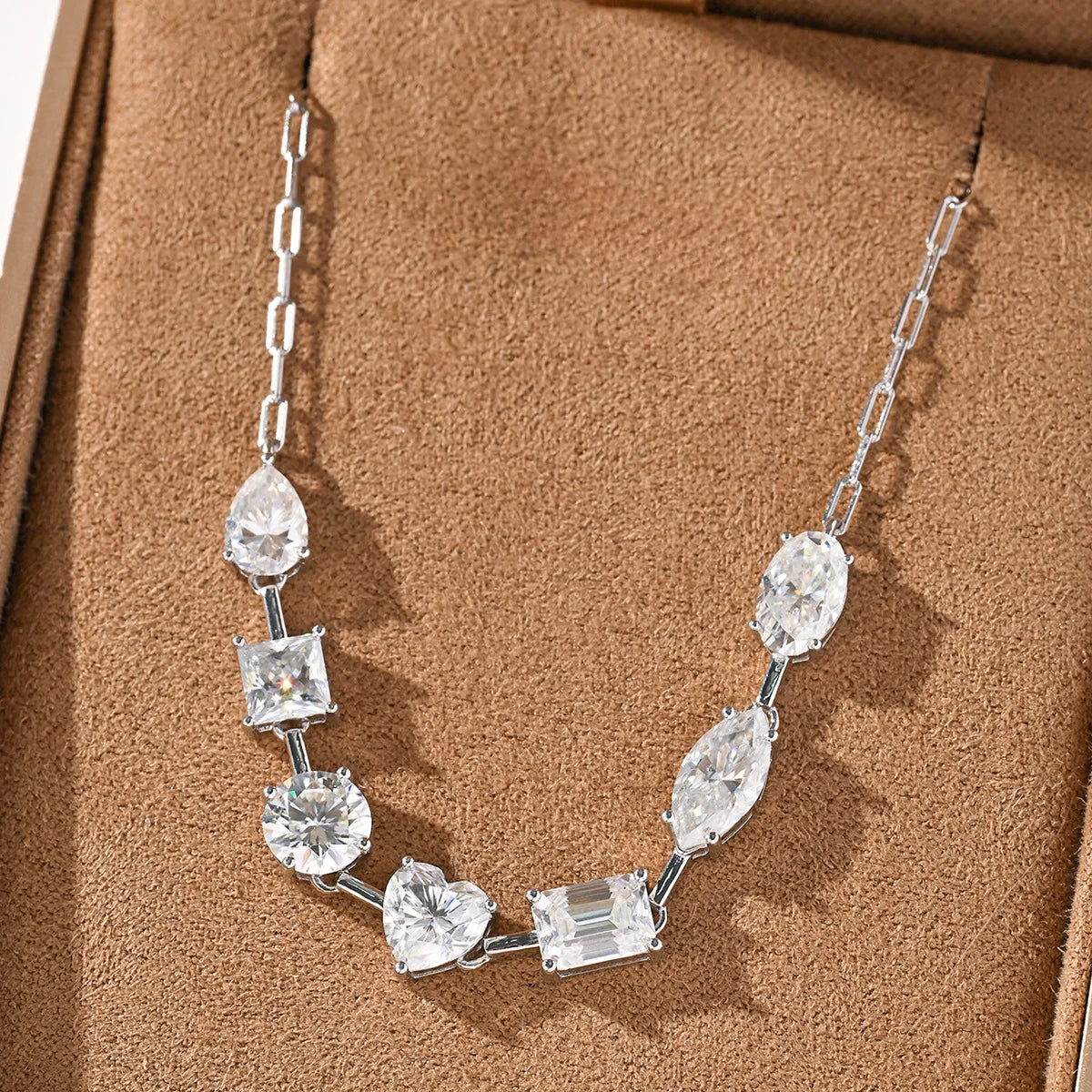 Emerald Heart Pear Princess Oval Marquise Moissanite Diamond Necklace For Women S925 Silver Jewelry Women's Moissanite Necklace