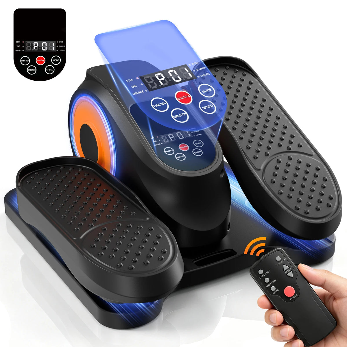 Electric Elliptical Machine Under-Desk Quiet Magnetic Elliptical Trainer with 3 Auto Programs and 12 Manual Speed Levels LED Display  for Home Fat Burning Toning