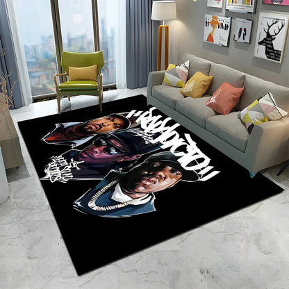 Legend Star Hip Hop Rapper Art Carpet Rug for Home Living Room Bedroom Sofa Doormat Decor,kids play Area Rug Non-slip Floor Mat