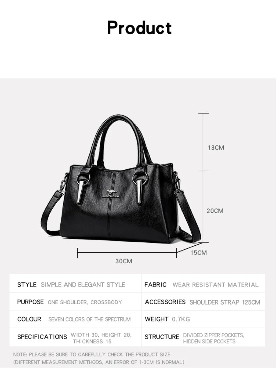 Genuine 3Layers High Quality Soft PU Leather Ladies Shoulder Crossbody Bags for Women  Luxury Handbags  Women  Designer A Main