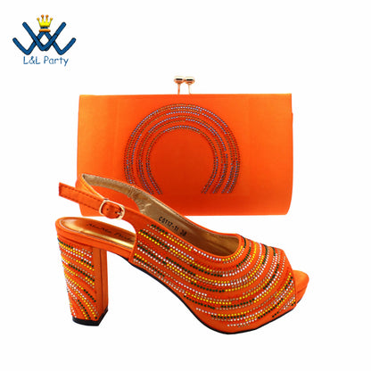 2023 Classics Peep Toe Lemon Green Color Hot Sale Sandals High Quality Women Shoes and Bag Set with Platform for Brithday Party