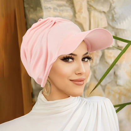 New Wide Brim Headwraps Hat for Women Muslim Turban Cap Multicolor Pullover Bonnet Travel Beanies Sun Hat Hair Loss Fashion