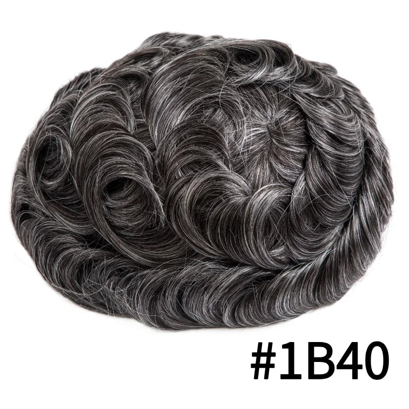Full Lace Hair System Men Wig With Realistic Hairline Toupee For Men Breathable Male Hair Prosthesis 100% Human Hair Wig For Man