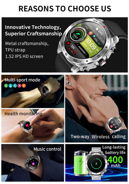 LIGE With Earbuds Bluetooth Headset Smartwatch Women Speaker Tracker Music Sport Watch Men Waterproof Smart Watch AMOLED Screen