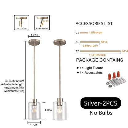 Modern Industrial Pendant Lamp Glass Hanging Adjustable Height Kitchen Dining Room Bedroom Bedside Bathroom Decor Lights