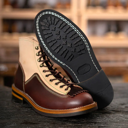 Hand Sewn High Top Men's Shoes with Trendy Lightweight Soles for Outdoor Work Boots