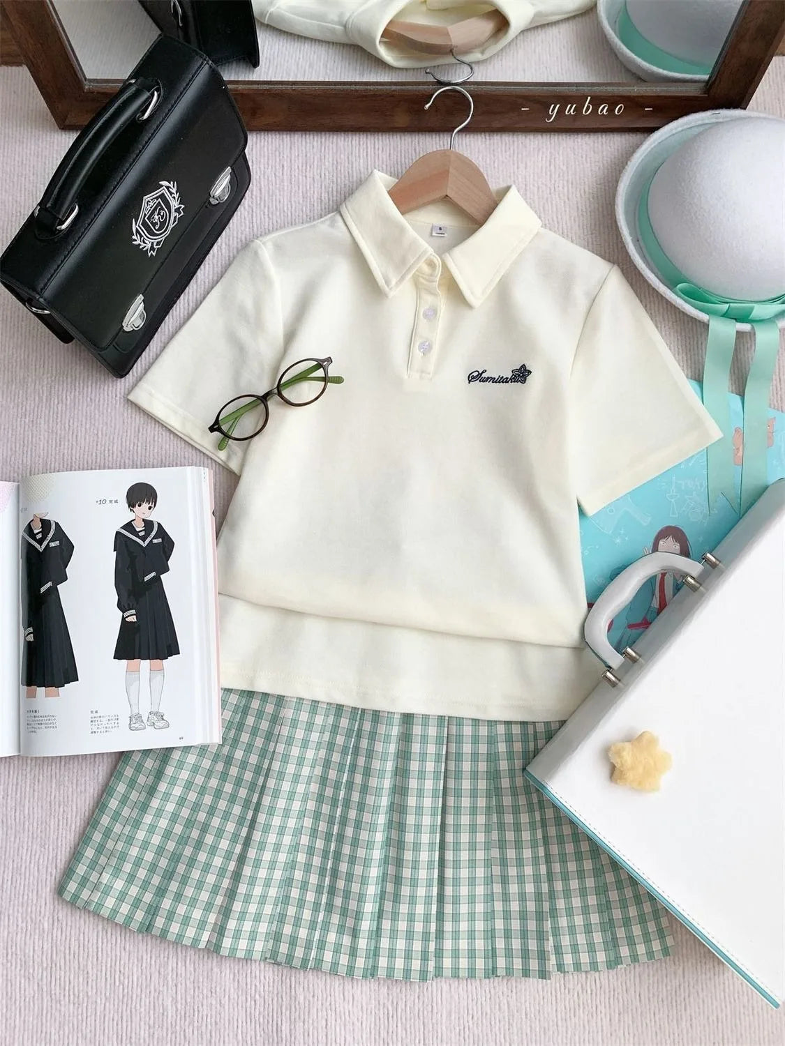 Japanese JK Uniform Polo Shirt and Skirt Suit Spring and Summer Wear Genuine All-match College Style Female Cute Lady Quiet