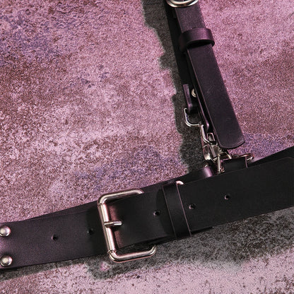 Women Fashion Leather Harness Waist Belt Studded & Buckle Decor Punk Harness Belt For Daily Life Gothic Clothing Accessories