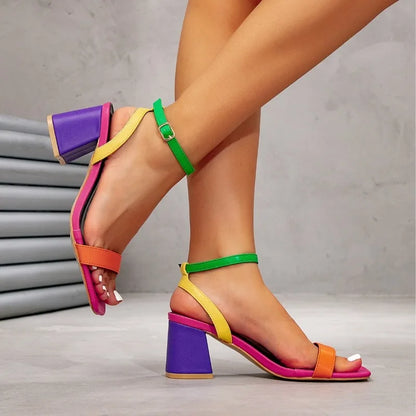 Fashion Luxury Twist Woven Sandals Color Blocking Women's Shoes Thick High Heel Sandals Female Casual Shoes Sandalias De Mujer