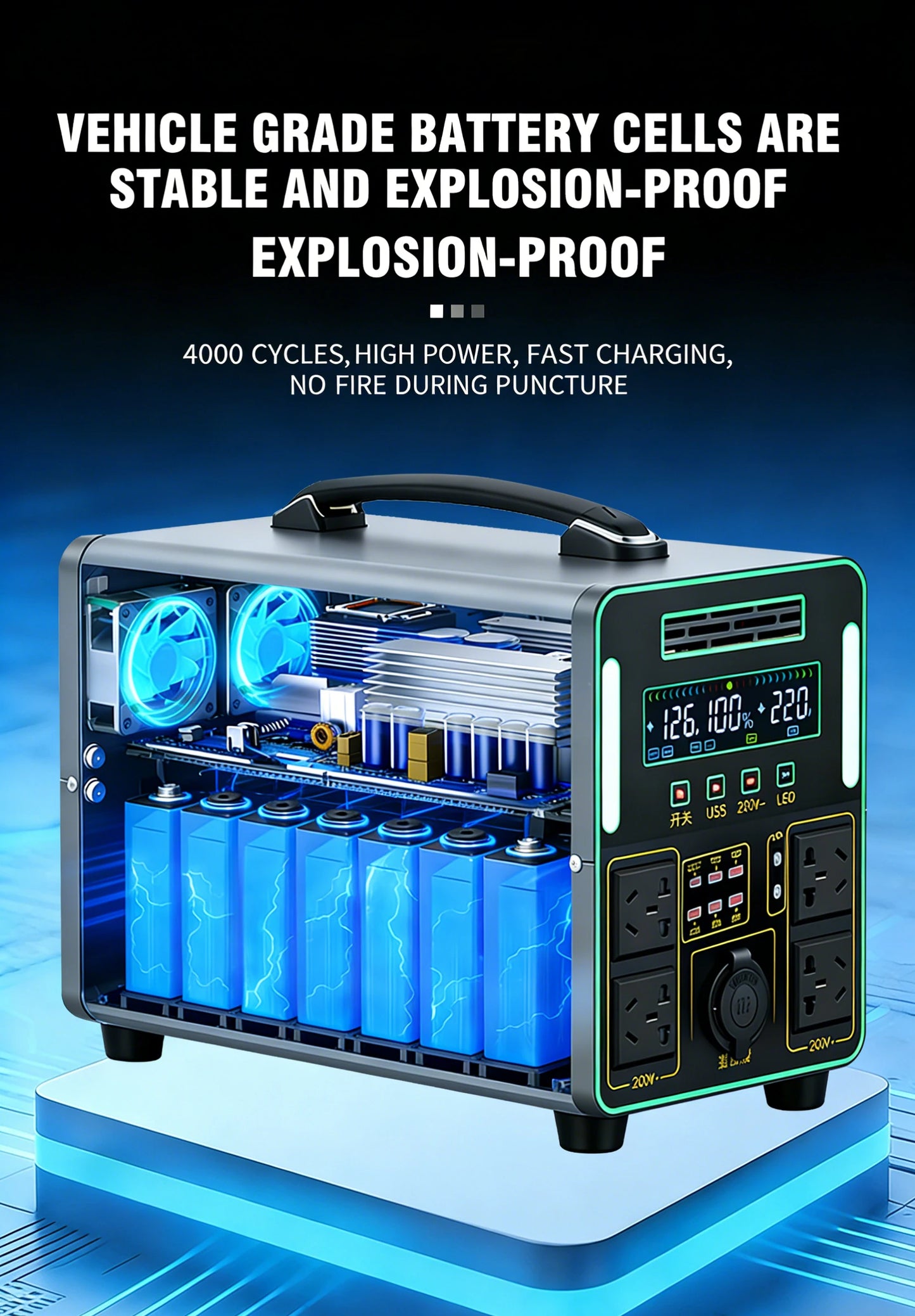 6000W Portable Power Station For Outdoor Camping And Home 5500WH Lifepo4 Battery Solar Generator Emergency Supply