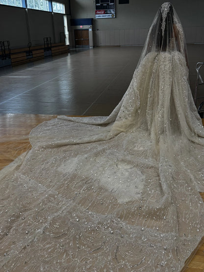 Luxury Mermaid Lace Crystal Women's Wedding Dress Sexy Dew Strap Detachable Train Bridal Dress Vestido De Noiva Customized