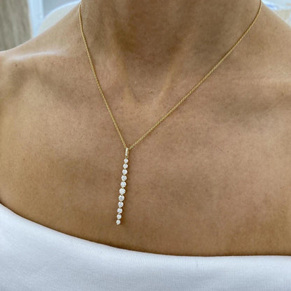 OXTAO Luxury Moissanite Pendant Necklace D Color VVS1 14K Gold Filled Tassel Lariat Necklace Elegant Charm Female WeddingJewelry
