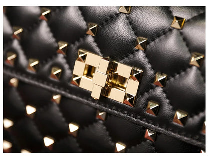 2026 New Fashion Women Sheepskin Leather Rivet Handbags Chain Bag Designer Shoulder Bags Luxury Woman Messenger Bags