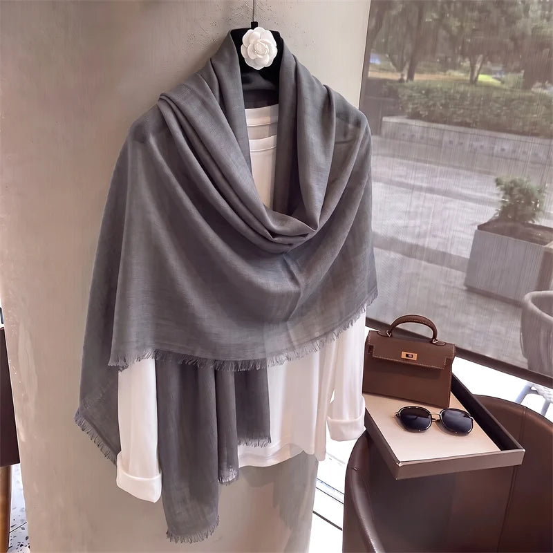 New Long Scarf Women Cotton Scarf Beach Hijab Shawls and Wraps 2026 Luxury Brand Solid Color  Echarpe Designer
