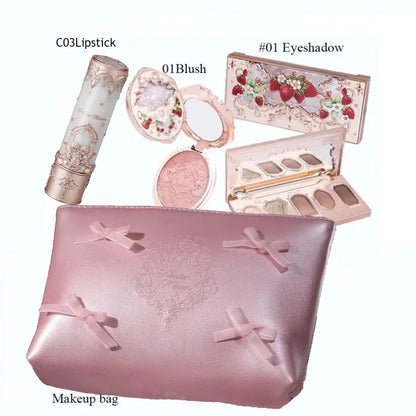 Flowerknows Makeup Set Gift Kit Shimmer Full Box Blush Long Lasting Velvet Lip Cream with Bag Kit De Maquiagem