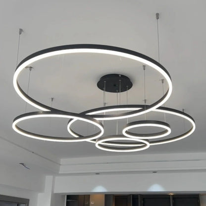 Modern Aluminum Rings Chandeliers Simple Acrylic LED Pendant Lights Living Dining Room Home Restaurant Decor Lighting Fixtures