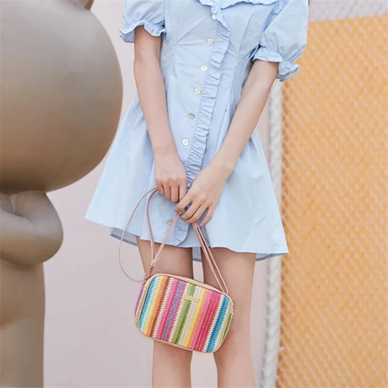 Trendy Ladies Bags, Fashionable and Artistic Weaving, Multi-color Straw Woven Bags, Ethnic Style Crossbody Bags, Women's Bags