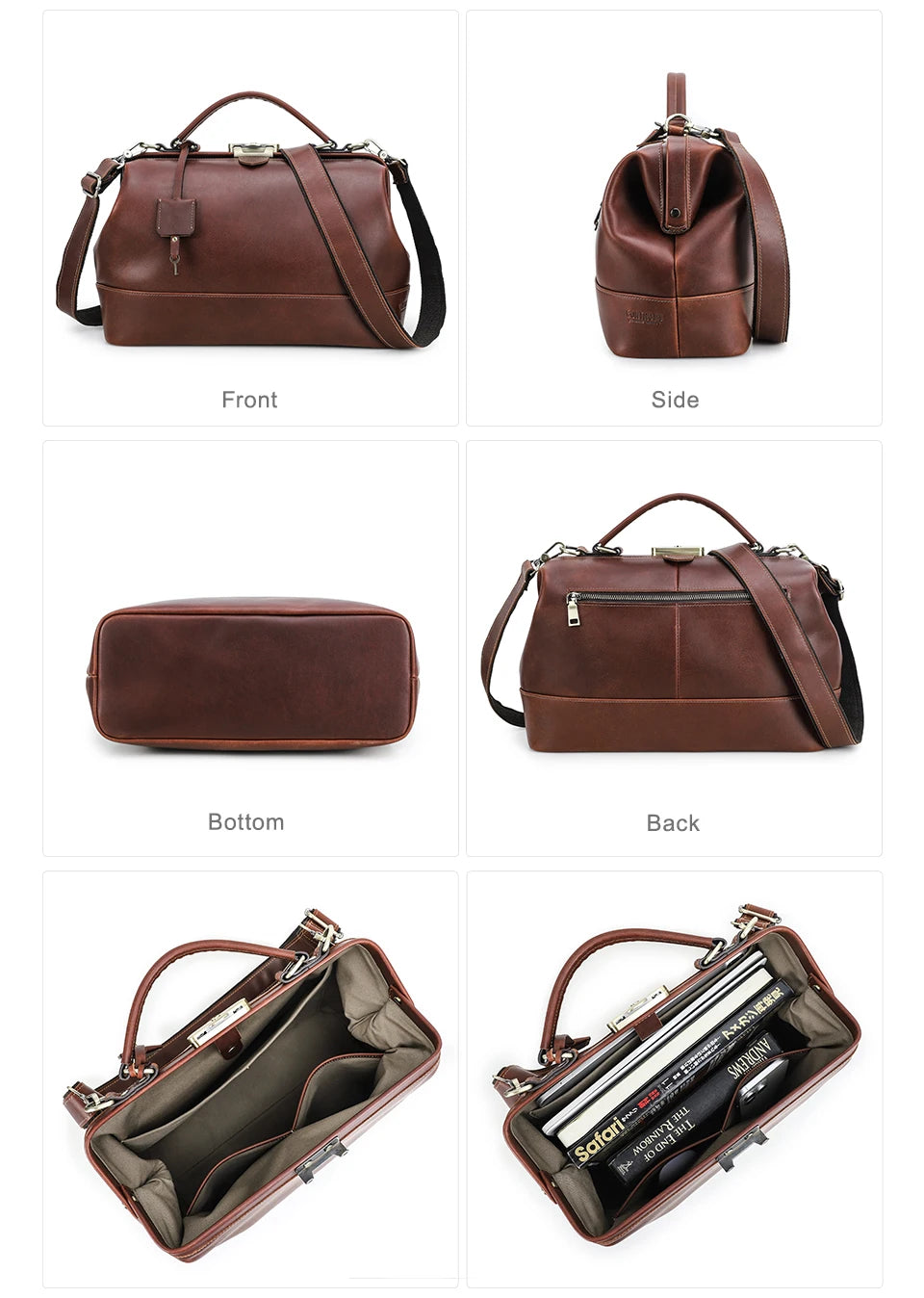 CONTACT'S Genuine Leather Top Handle Bags for Women Sling Shoulder Bags Tote Bag Handbags Metal Frame Female Bags Ladies Fashion