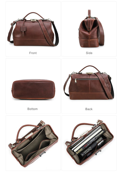 CONTACT'S Genuine Leather Top Handle Bags for Women Sling Shoulder Bags Tote Bag Handbags Metal Frame Female Bags Ladies Fashion