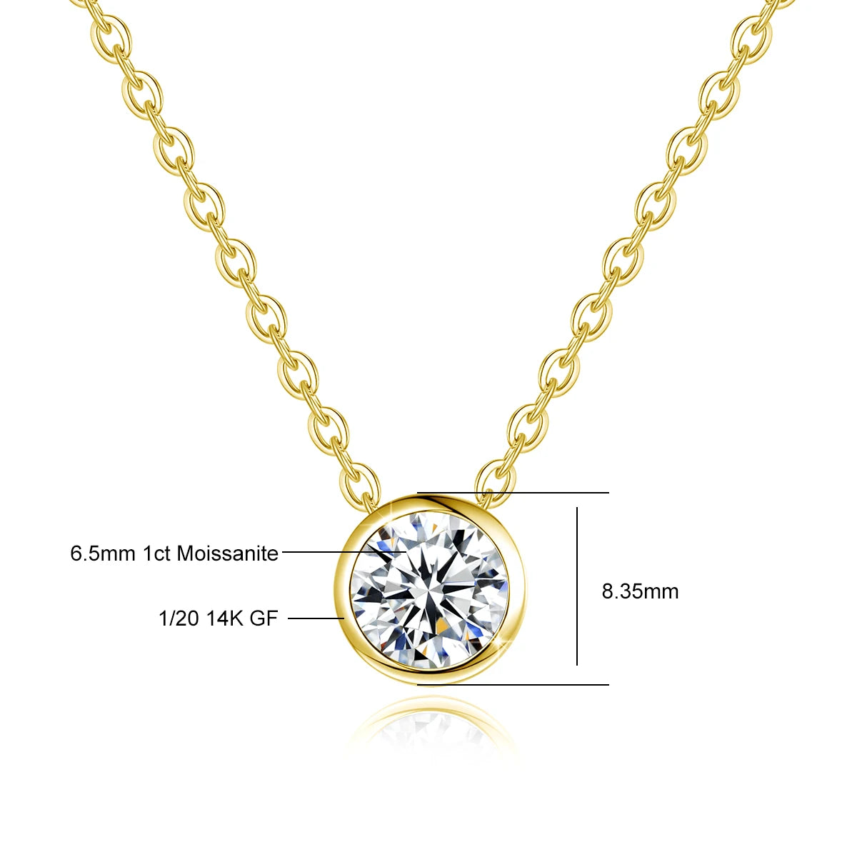 14K Gold Filled Moissanite Necklace for Women Solitaire Lab Diamond Pendant Clavicle Chain Girl Birthday Gift Jewelry