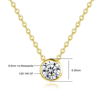 14K Gold Filled Moissanite Necklace for Women Solitaire Lab Diamond Pendant Clavicle Chain Girl Birthday Gift Jewelry