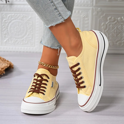 Fashion Candy Color New Casual Women's Sneakers 2026 New Solid Color Comfortable Thick Soled Shoes for Women Tênis Feminino