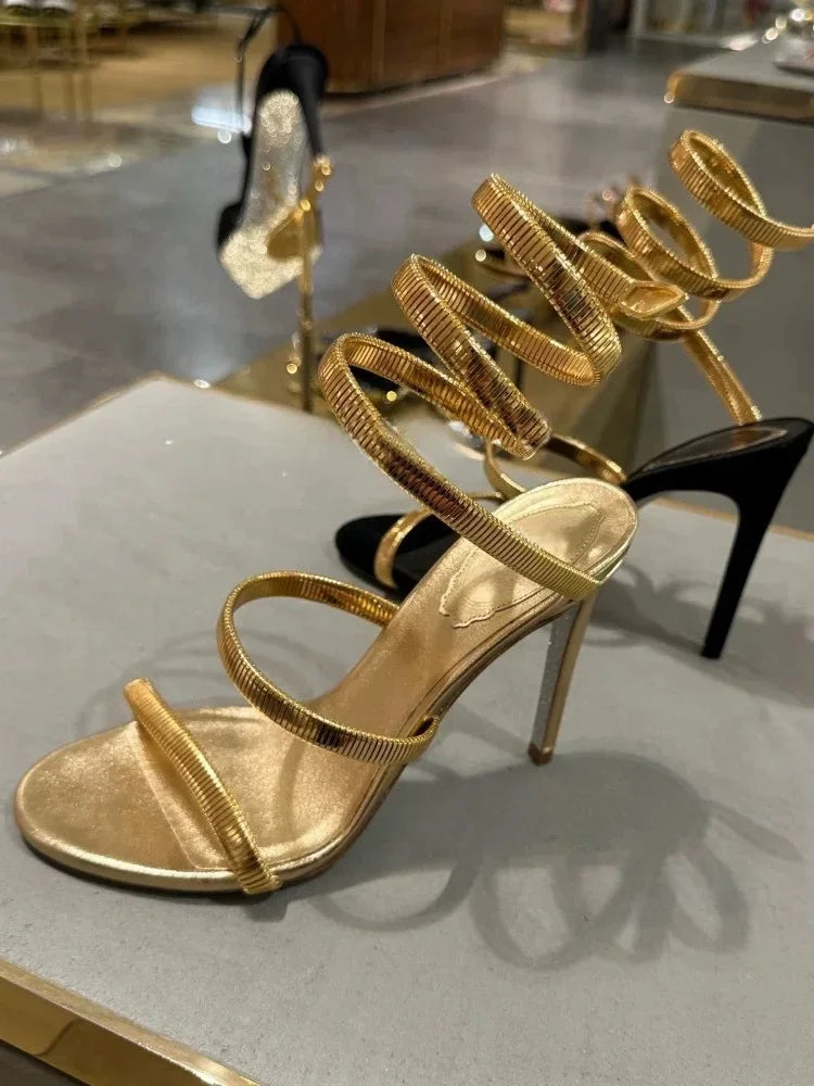 Eilyken Summer Street Style Ankle Strap Open Toe Narrow Band Women Sandals Thin High Heels Stripper Sexy Banquet Shoes