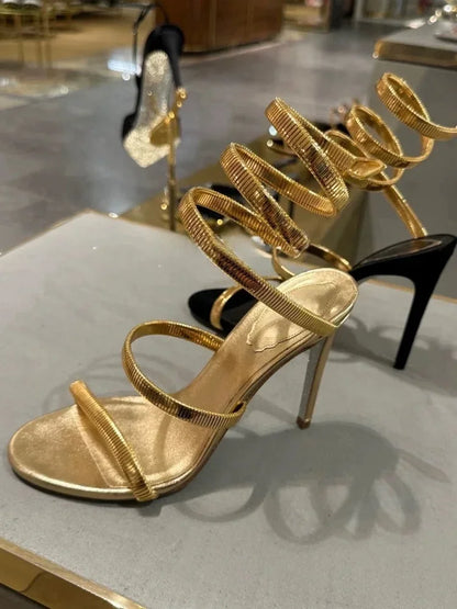Eilyken Summer Street Style Ankle Strap Open Toe Narrow Band Women Sandals Thin High Heels Stripper Sexy Banquet Shoes