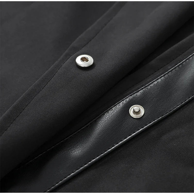 Black Stand Collar Trench Coat Women Casual Long Sleeve Single-breasted Loose Windbreaker 2026 Lady Autumn High Street Outwear