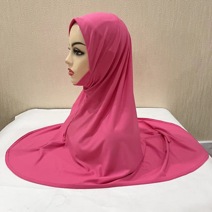 H124 Adults high quality big size muslim hijab scarf with chin part islamic headscarf hats armia pull on headwrap turban caps