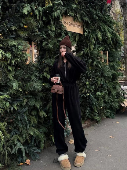 Sports and Leisure Contrast Color Jumpsuit Fashion Trend Street Jumpsuit Women’s Suit New Women Clothing