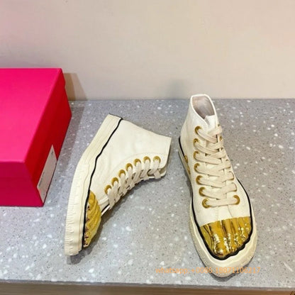 Golden Five Fingers Catwalk Ladies Shoes 2024 Summer New Sexy Street Thick Sole Sports Casual Pumps Model Party Lace Up Sneakers