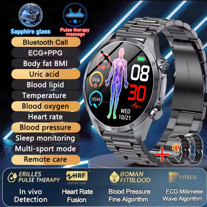 2026 New Medical Grade ECG Smart Watch Laser Treatment Accurate Measurement Blood Lipid Blood Oxygen BMI Sport Health Smartwatch