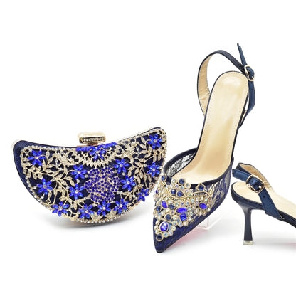 Italian Shoe and Bag Set for Party In Women Shoes for Women 2025 Designer Luxury Hollow Design Trendy Party Ladies Shoes and Bag