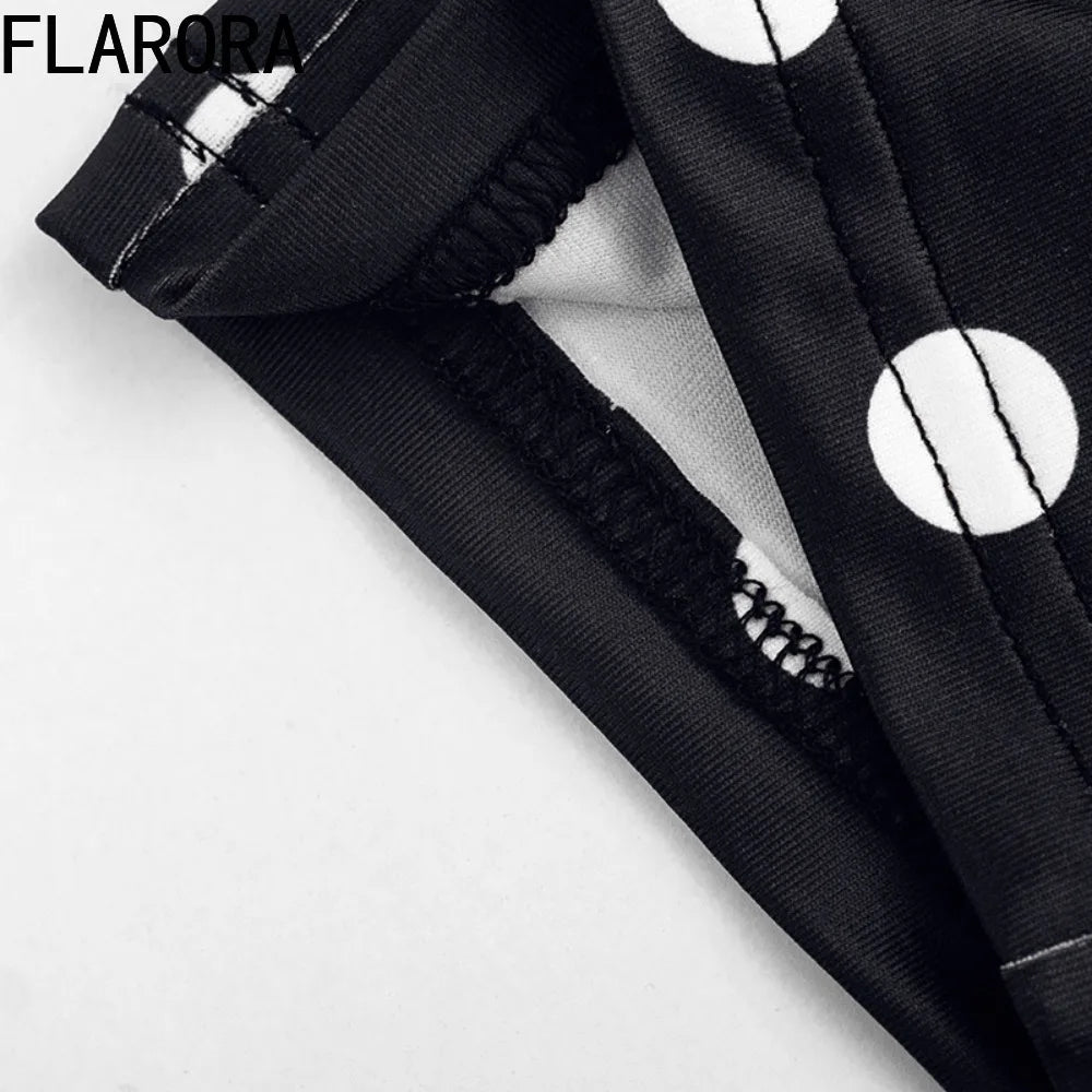 FLARORA Sexy Polka Dot Print Jumpsuits Woman Hipster Halter Sleeveless Backless Hollow Skinny Jumpsuit Hottie Party Streetwear