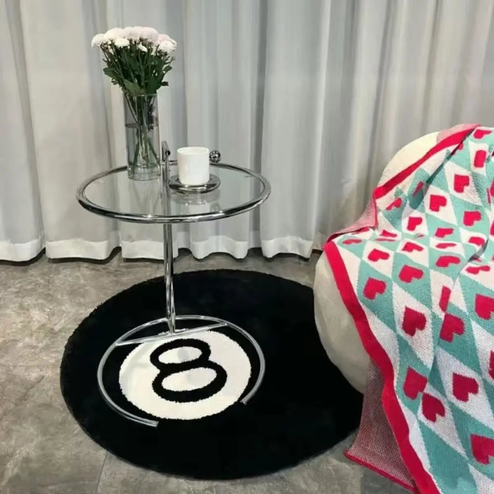 Creative 8 Ball Rug Indoor Home Decoration Spooky Halloween Gifts 8 Ball Accent Round Tufting Soft Rug Horror Movie Mat
