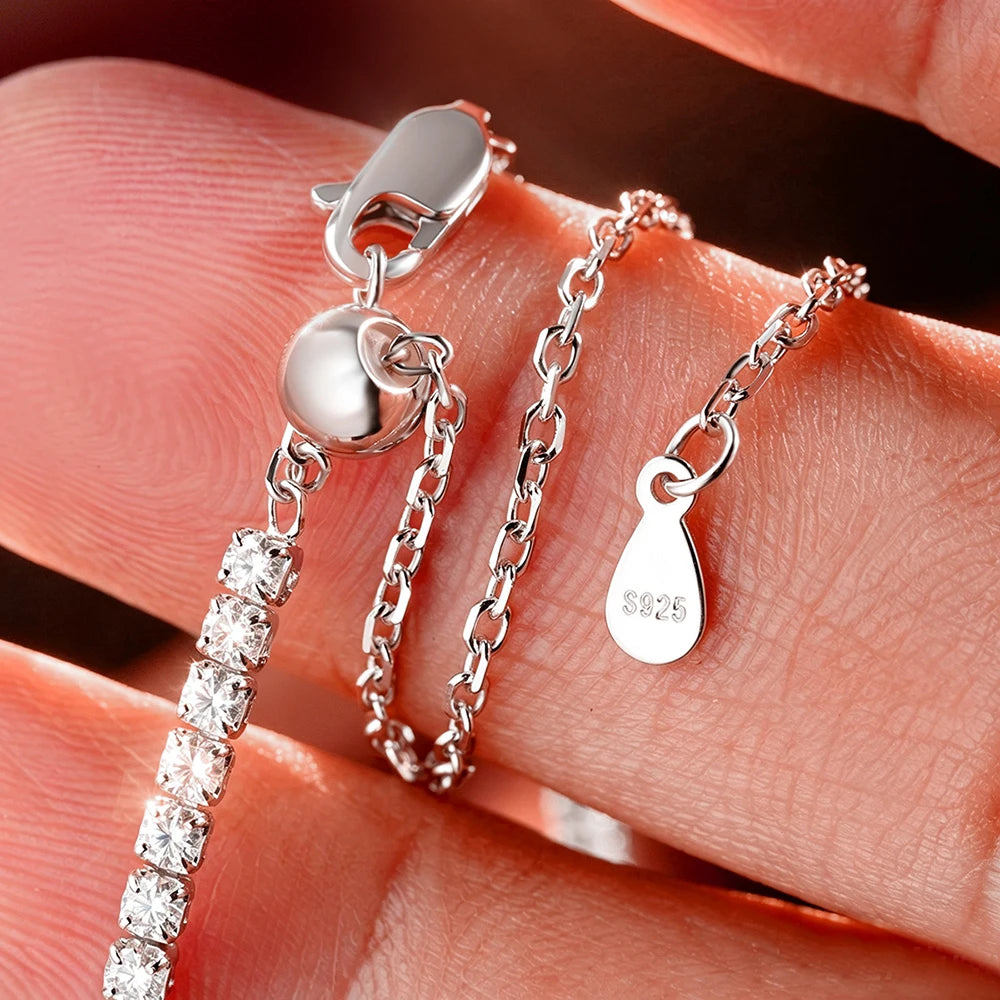 All Moissanite Tennis Necklace for Women Men Sparkling D Color 1ct Heart Cut Pendant Necklace S925 Sterling Silver Chain Jewelry